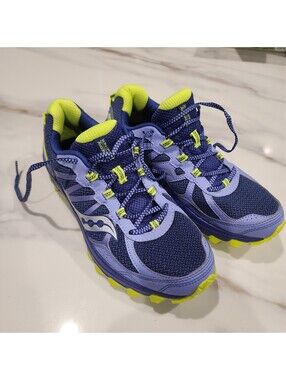 Saucony womans Trail Running Shoes Size 10 Blue and Yellow